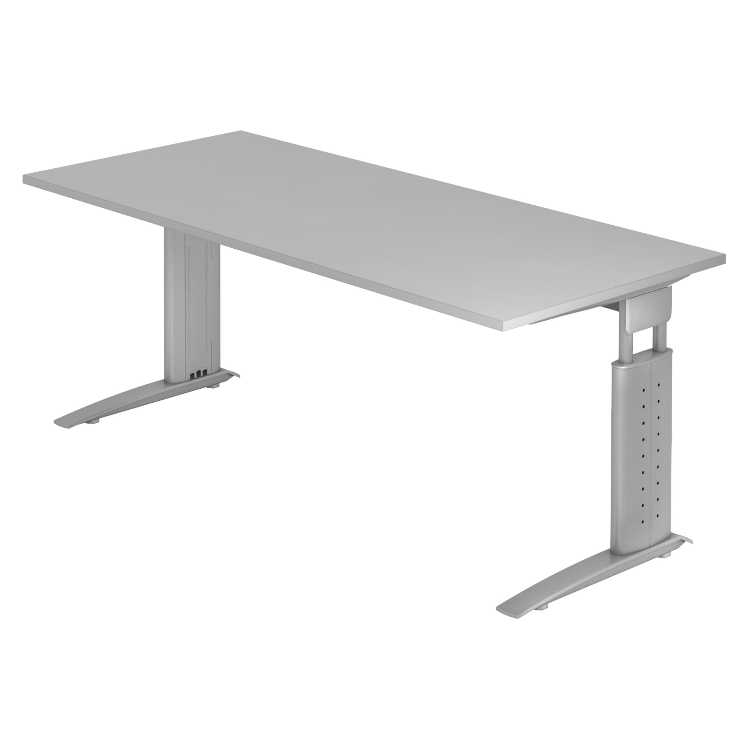 SCHREIBTISCH Serie-U 80/180/74 cm in Grau/Silberfarbengrau - Silberfarben/Grau, Holzwerkstoff (80/180/74cm) - bümö