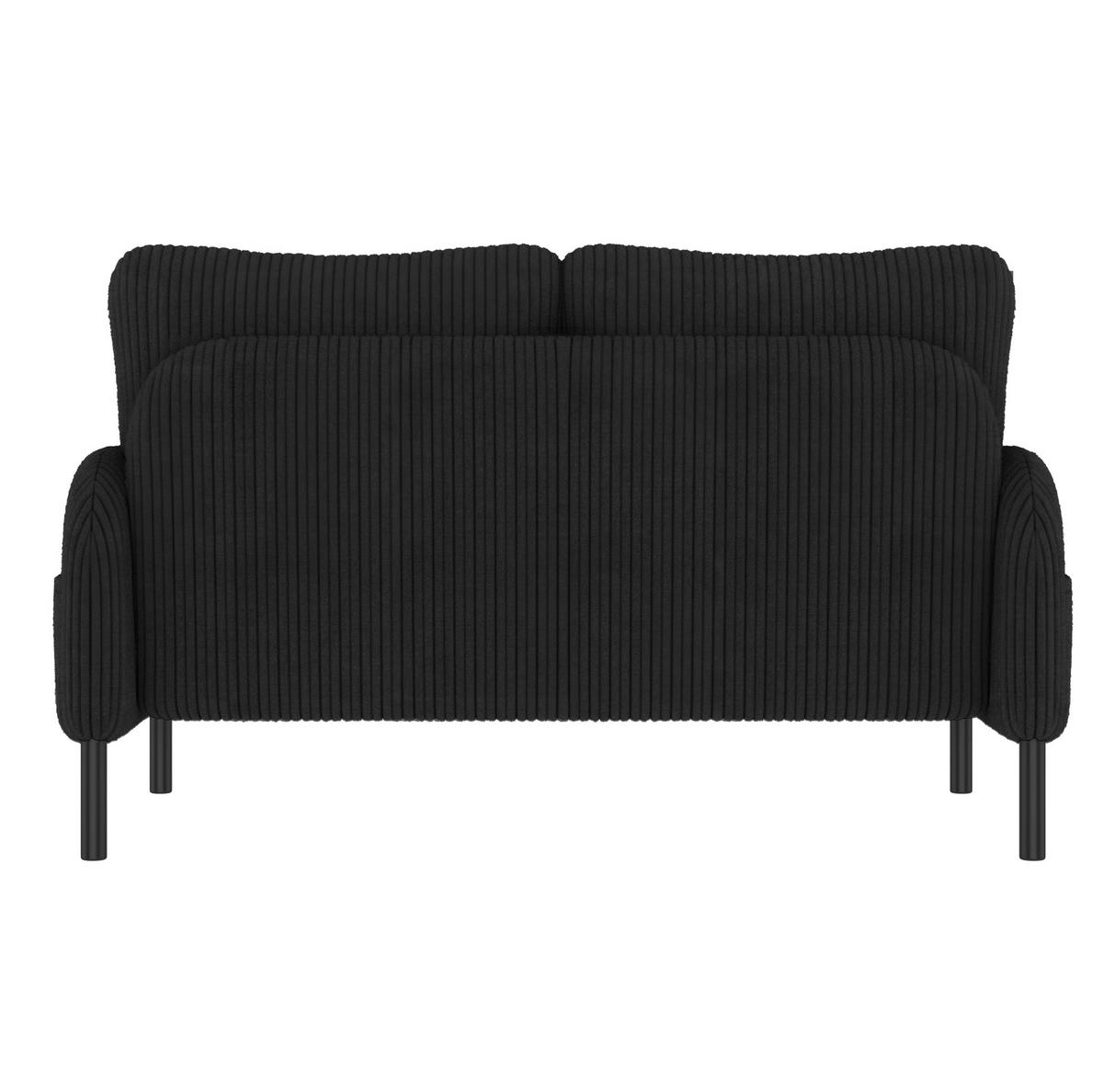 SOFA 2-Sitzer 120 x 75 x 79 cm Cord Black mit Seitentasche - Schwarz, Kunststoff (120/79/75cm) - Meubliv