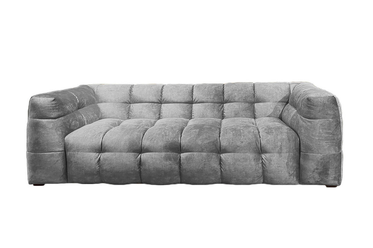 SOFA RIO Hellgrau Velvet - Hellgrau/Schwarz, Textil (207/68/105cm) - KAWOLA