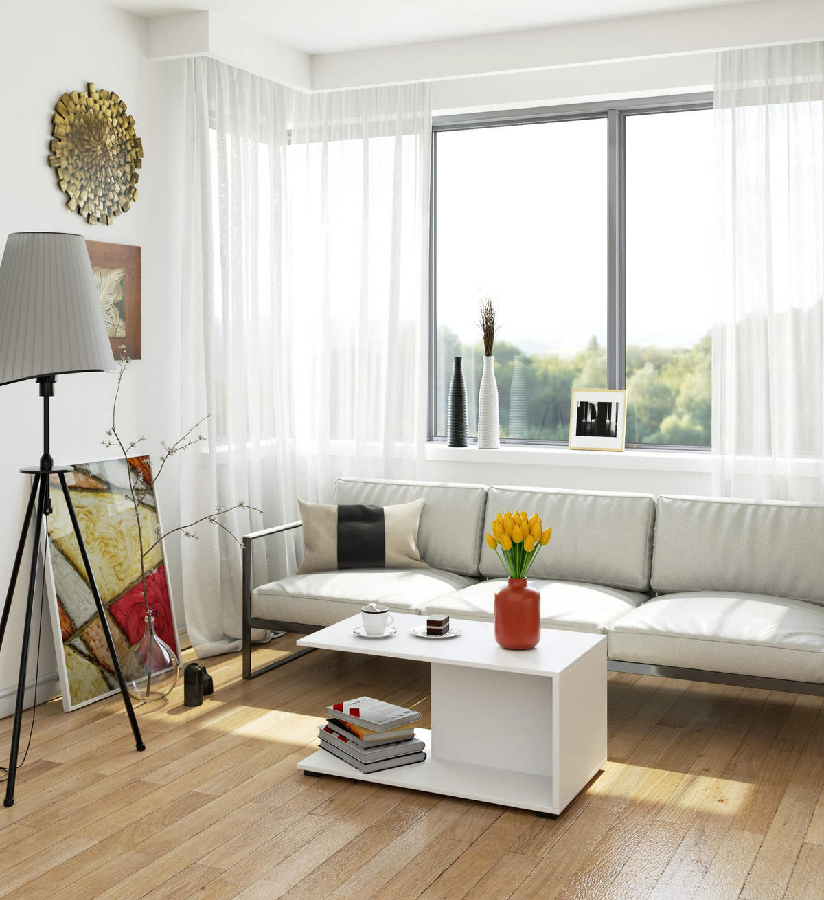 COUCHTISCH Weiß 45/90/50 - Weiß, Holzwerkstoff (50/90/45cm) - RAUMHIRSCH FURNITURE