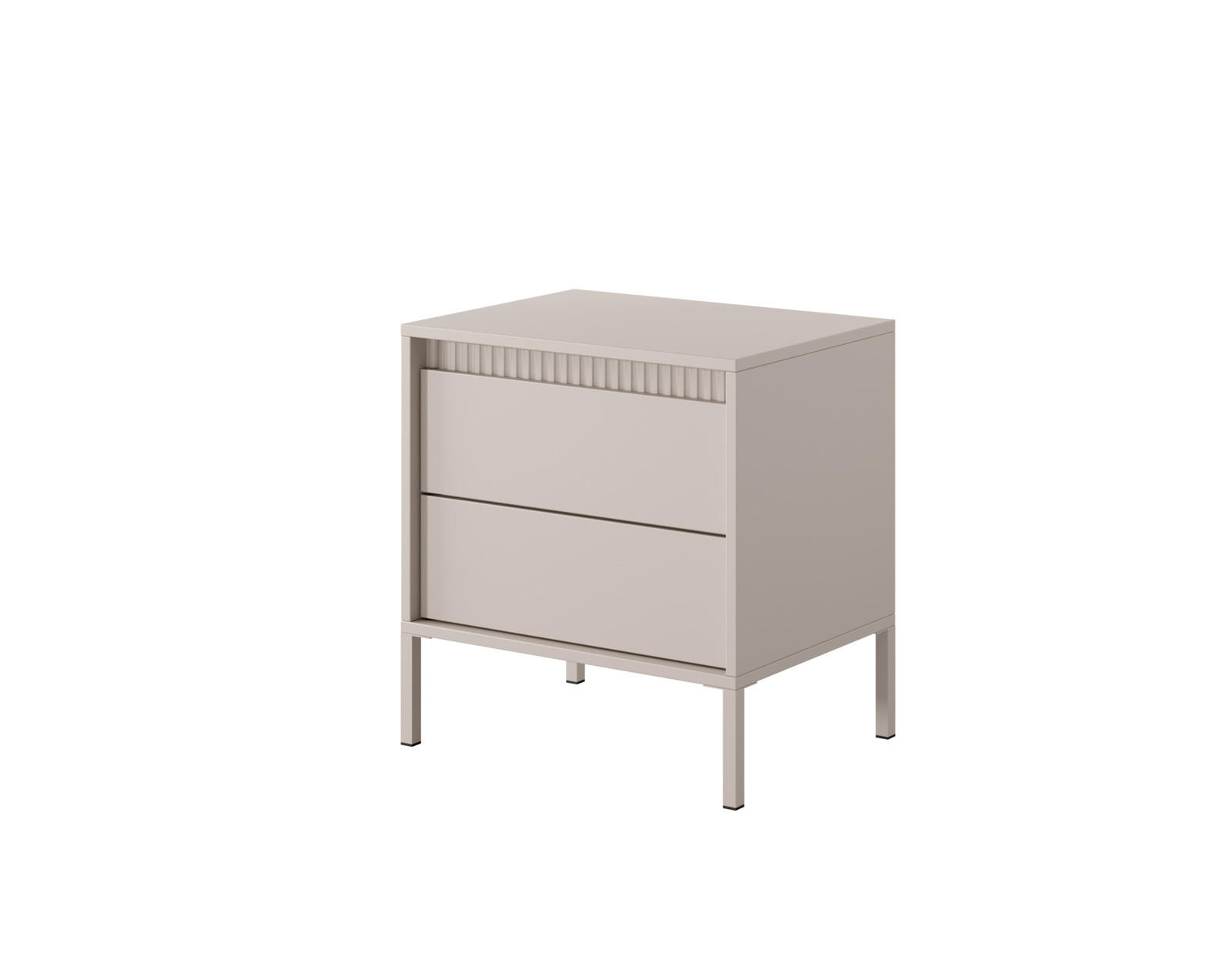 NACHTKONSOLE Ferrato 54 cm Beige Matt - mit 2 Schubladen i Riffel-Leiste - Beige, Holz/Holzwerkstoff (53/56/39cm) - Ravio