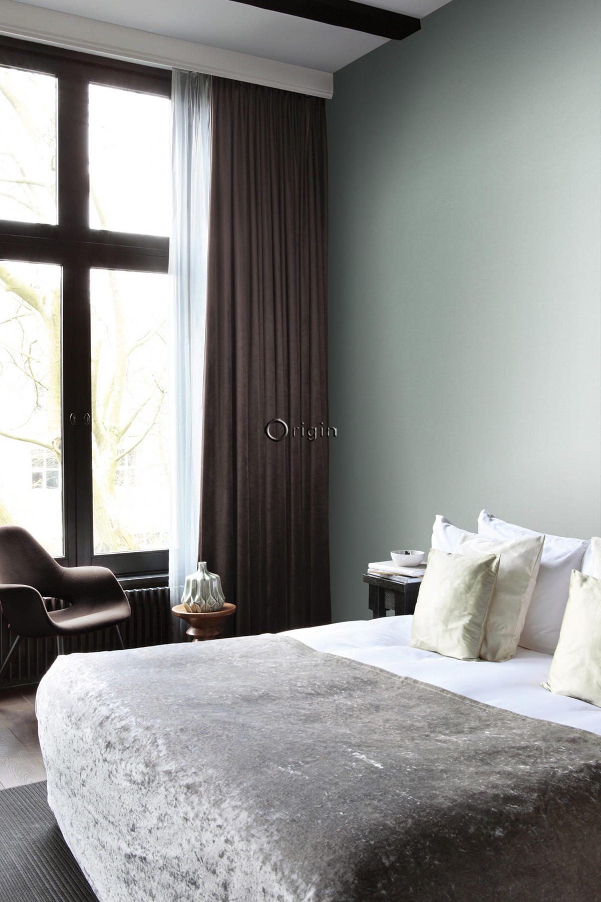 TAPETE Metall-Optik 53 cm x 10.05 m - Grün, Papier (53/1000cm) - Origin Wallcoverings