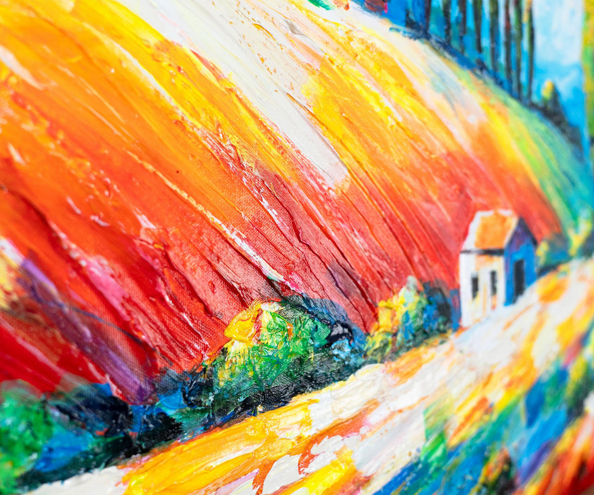 GEMÄLDE Blühende Felder auf Keilrahmen 115x50 cm - Multicolor, Holz (115/50cm) - YS-art gallery