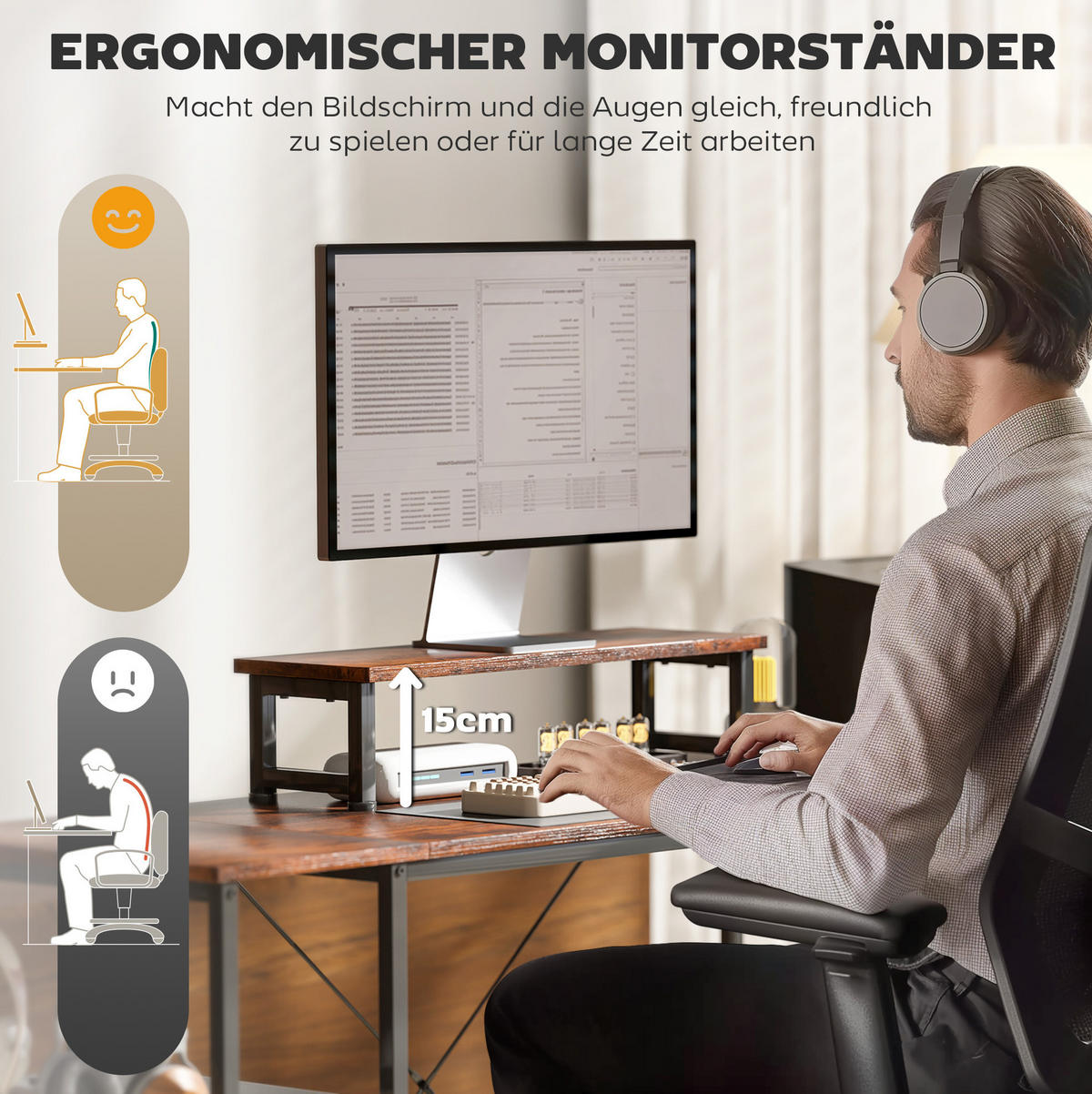 SCHREIBTISCH L-förmig oder gerade 168/240 cm Holz Braun - Braun, Holz (168/120/90cm) - Meubliv