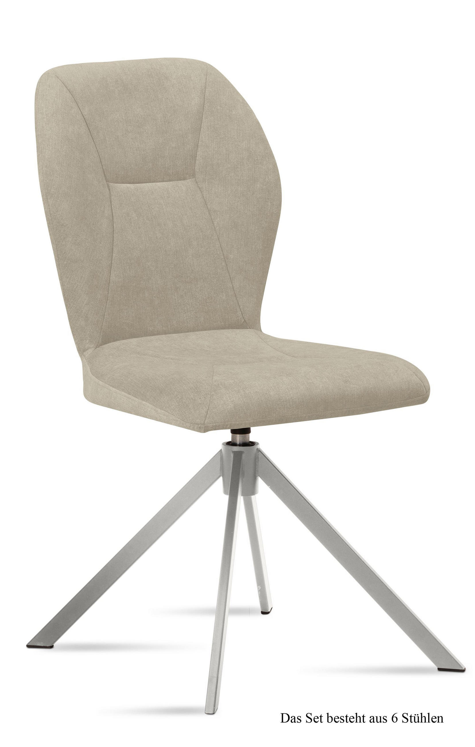 ESSZIMMERSTUHL drehbar (6er-Set) Deandra 51x92x60 Edelstahl/Natur - Edelstahlfarben/Naturfarben, Kunststoff (60/92/51cm) - 58aufmkessel