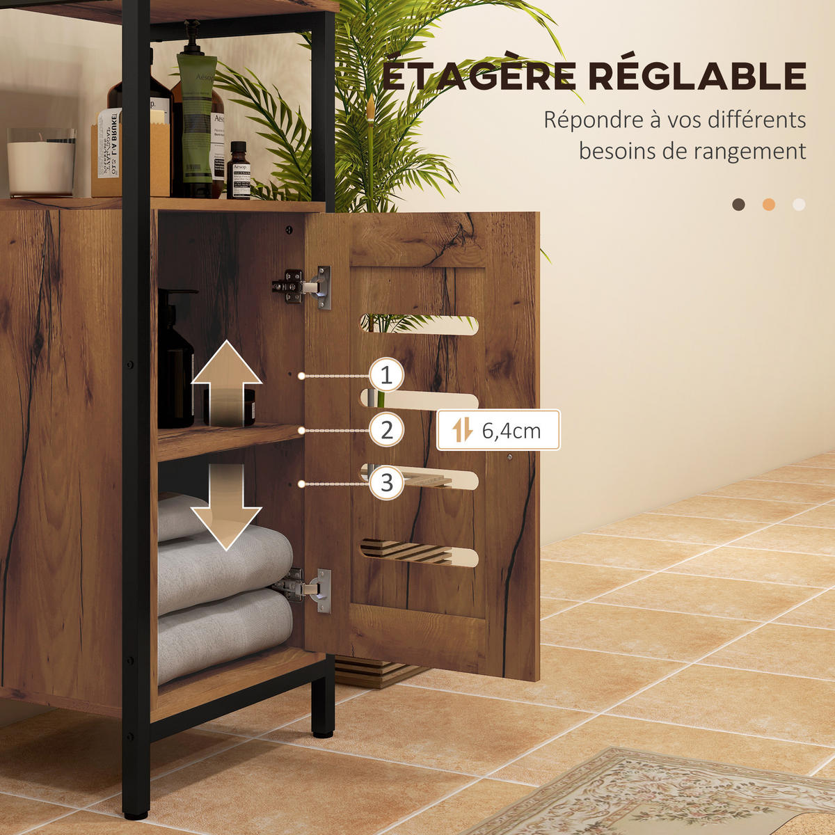 BADREGAL DE-12381 37/30/85 cm Rostbraun / Schwarz - Braun, Holzwerkstoff (30/85/37cm) - ComfortXL