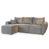 ECKSOFA MADISON Beige Plüsch-Stoff mit Schlaffunktion - Beige, Holz (246/143cm) - MASSENO