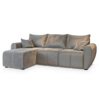 ECKSOFA MADISON Beige Plüsch-Stoff mit Schlaffunktion - Beige, Holz (246/143cm) - MASSENO