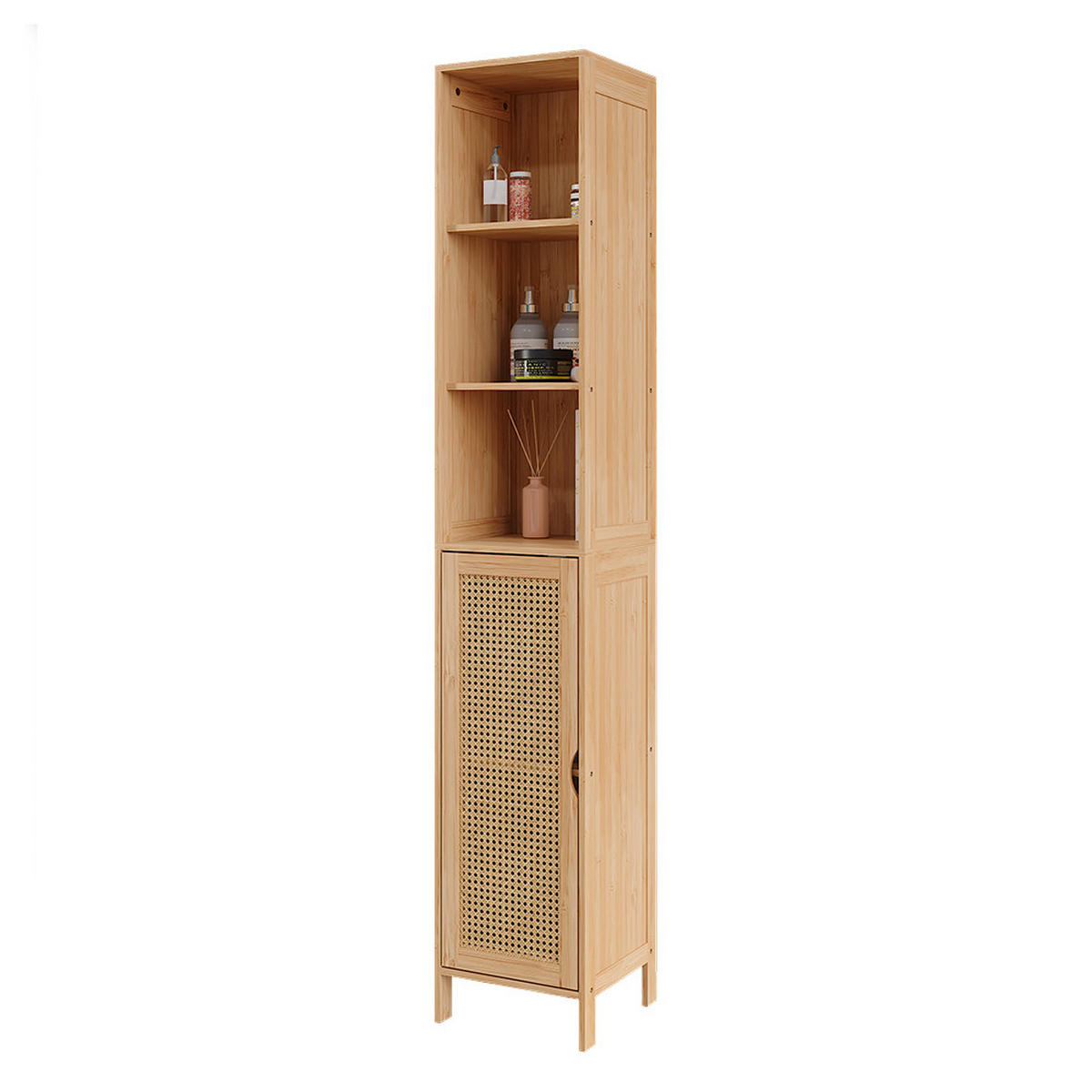 BADSCHRANK Liora Bambus 30 x 170 cm - Grün, Holzwerkstoff (30/170/29cm) - Vicco