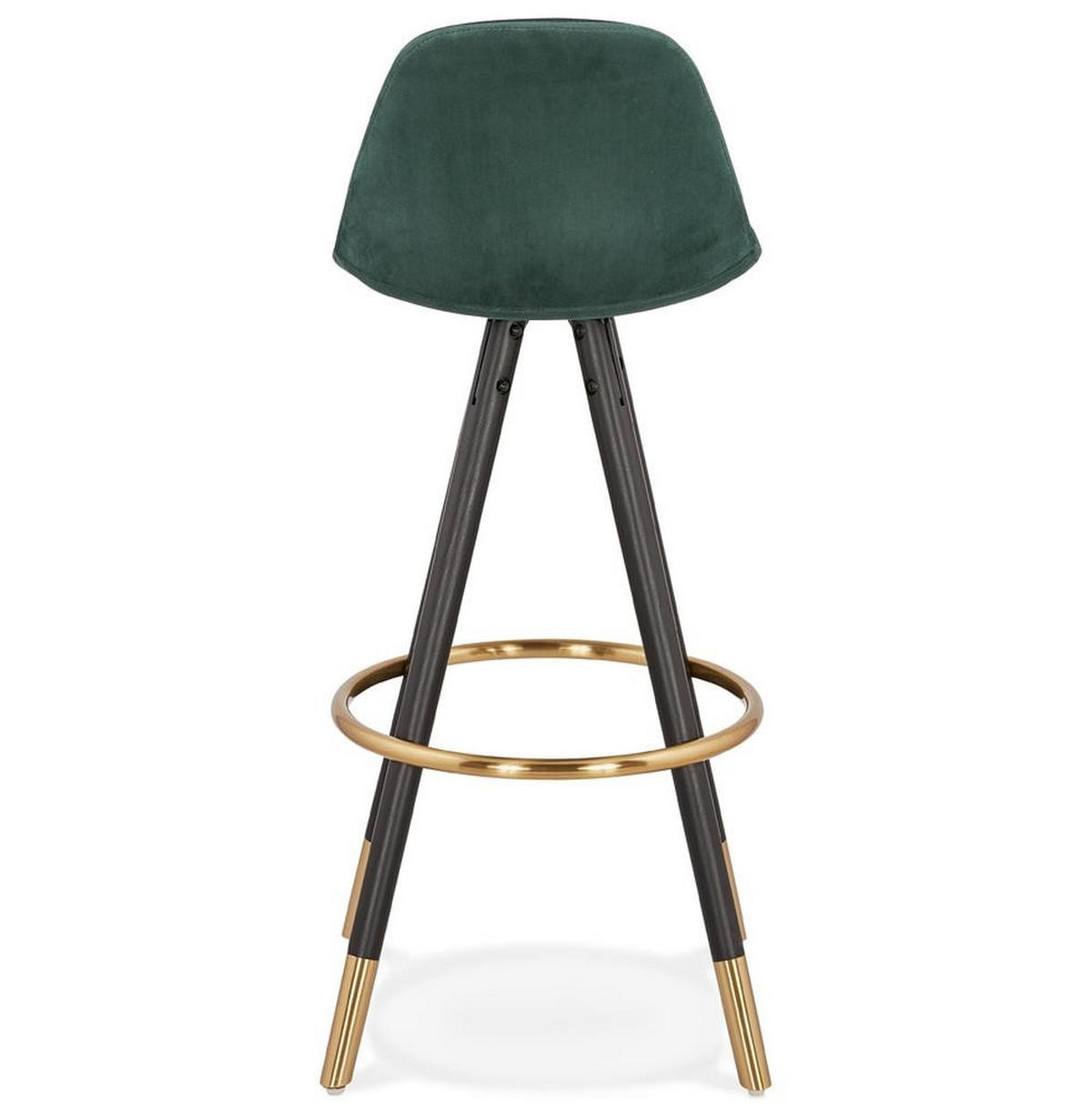 BARHOCKER Samt Holzbeine Sitzhöhe 75cm Eleganter Stil LURALI, Grün 41x41x97 cm - Schwarz/Grün, Buchenholz/Textil (41/97/41cm) - KADIMA DESIGN