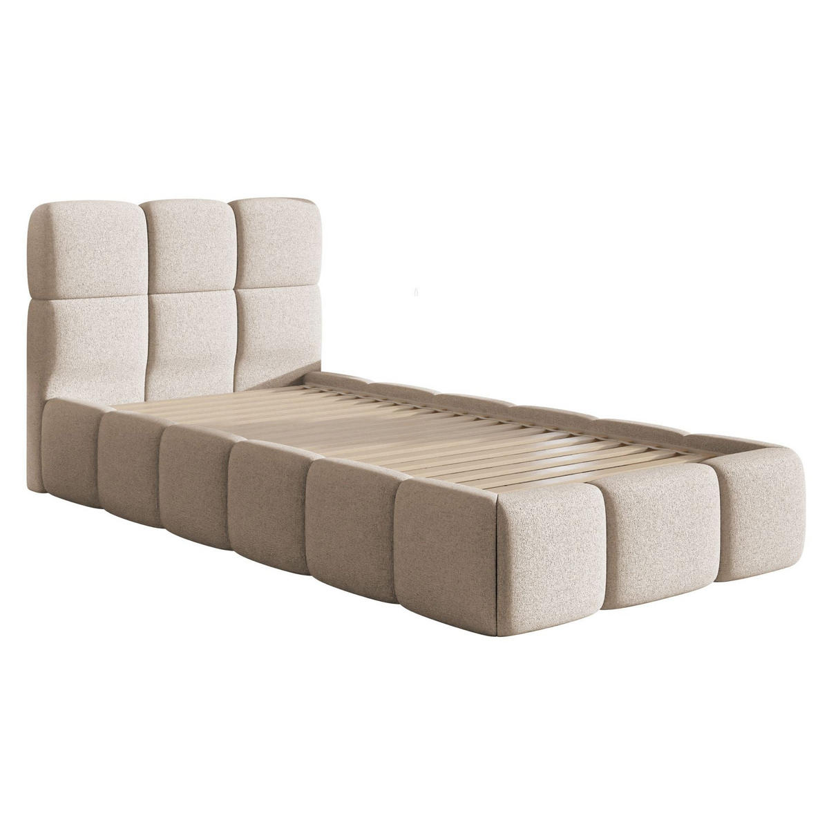 POLSTERBETT Cloudy Hellbeige Chenille, 90x200 cm - Ecru/Schwarz, Kunststoff/Textil (90/200cm) - Selsey