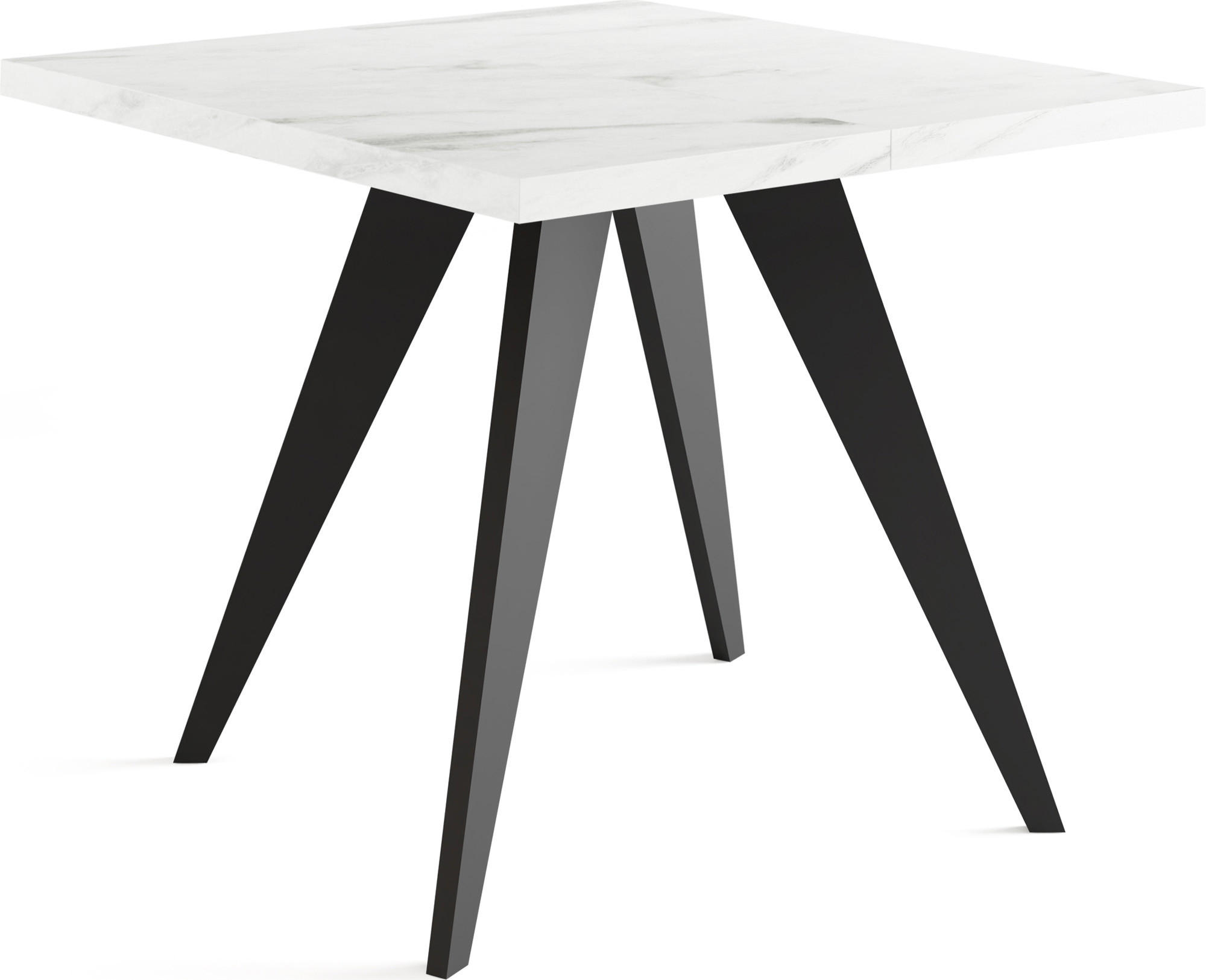 ESSTISCH Quadro quadratischer ausziehbarer, Marmor Weiß 100-200/100/76 cm - Ecru/Schwarz, Holz/Holzwerkstoff (100/100/76cm) - WFL GROUP
