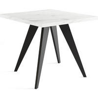 ESSTISCH Quadro quadratischer ausziehbarer, Marmor Weiß 100-200/100/76 cm - Ecru/Schwarz, Holz/Holzwerkstoff (100/100/76cm) - WFL GROUP