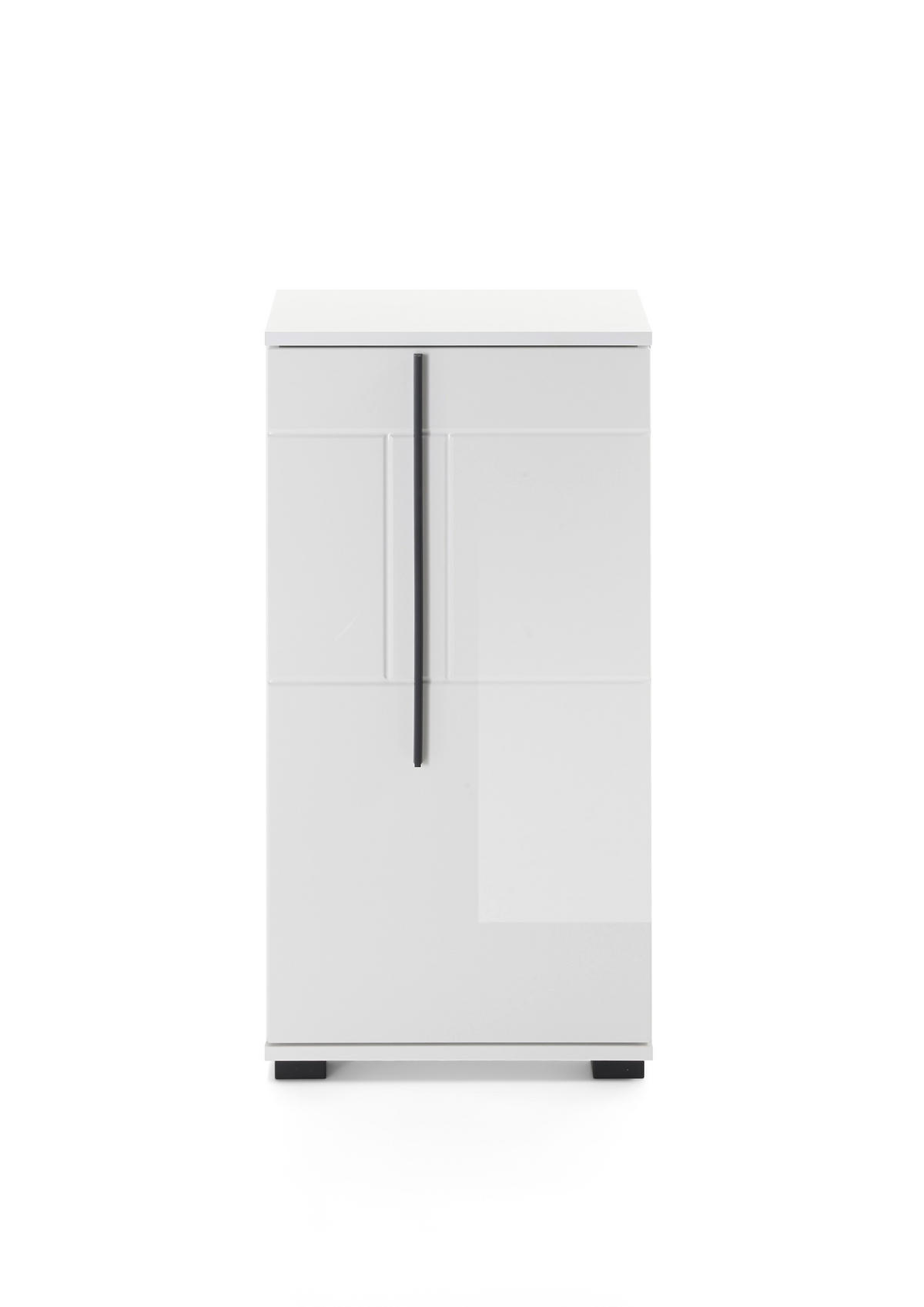 BADSCHRANK M12 Weiß Hochglanz 45/88/35 cm niedrig rechts - Weiß Hochglanz, Holzwerkstoff (45/88/35cm) - Livojo