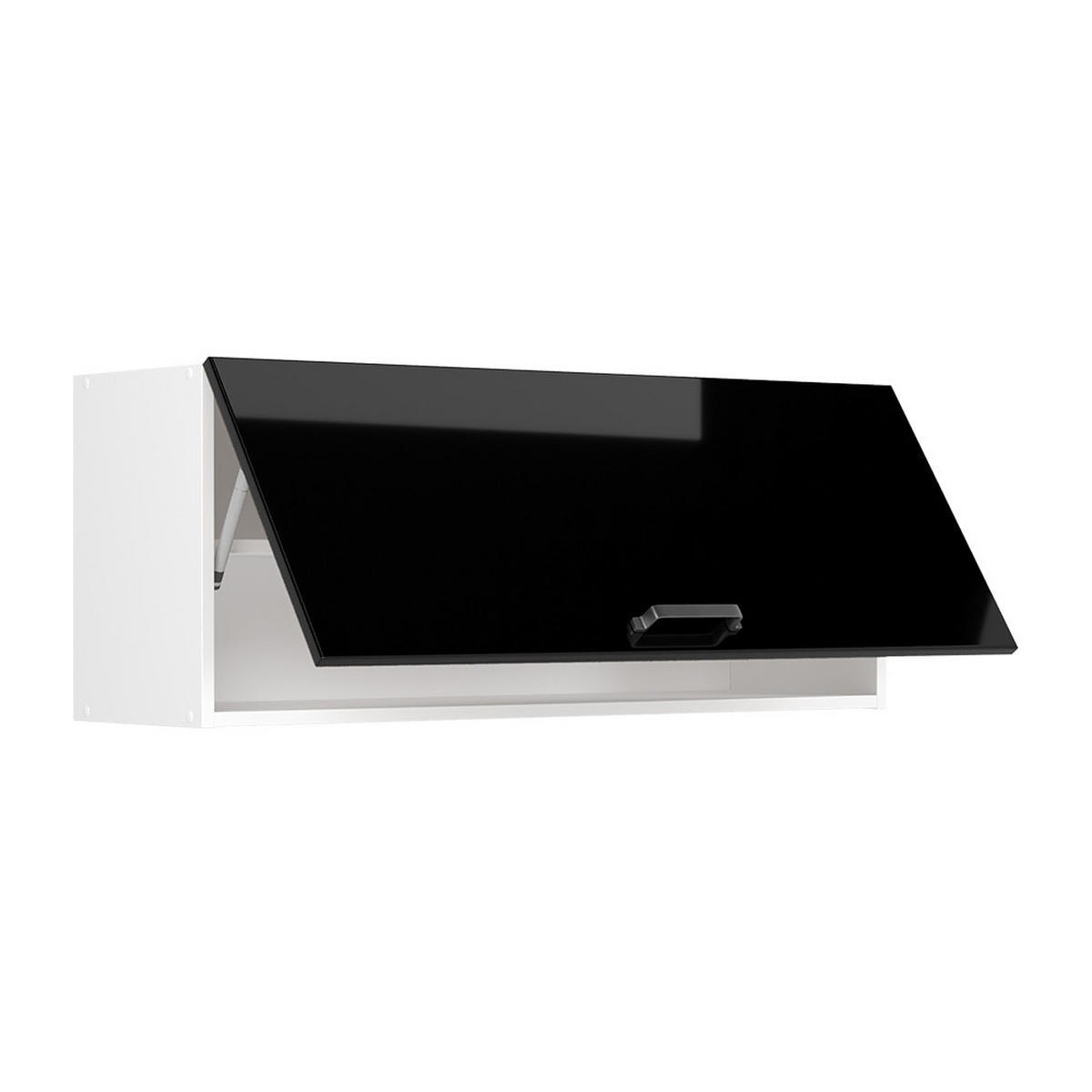 HÄNGESCHRANK R-Line, Schwarz Hochglanz/Weiß, 100 cm Flach - Schwarz Hochglanz/Weiß, Holzwerkstoff (100/40/31cm) - Vicco