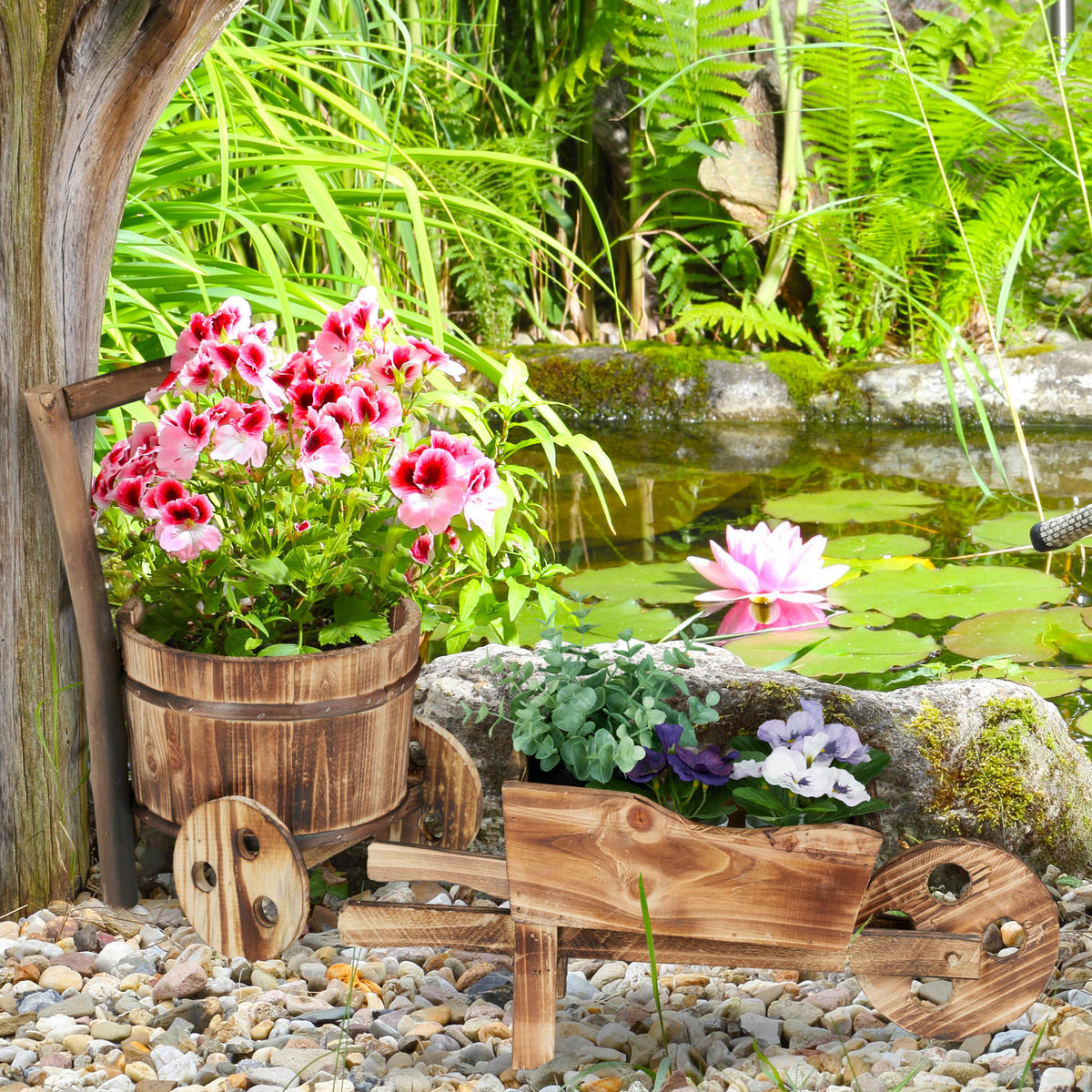 2XPFLANZSCHUBKARRE - Braun, Holz (19/34/22cm) - Relaxdays