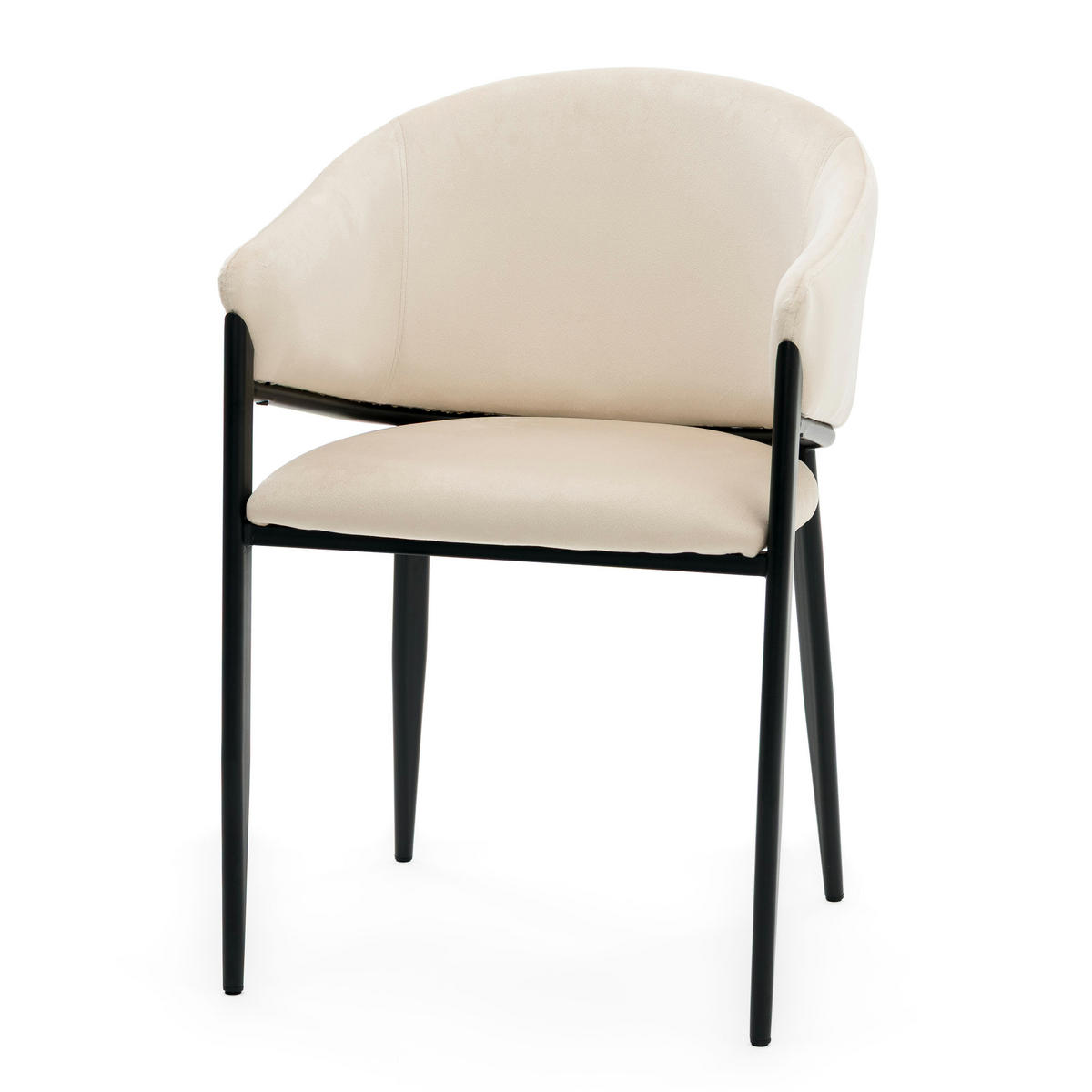 STUHL BUENO gespolsterter - beige - Glamour Velour Samt - Ecru/Schwarz, Textil/Metall (57/81/59cm) - NEW HOME