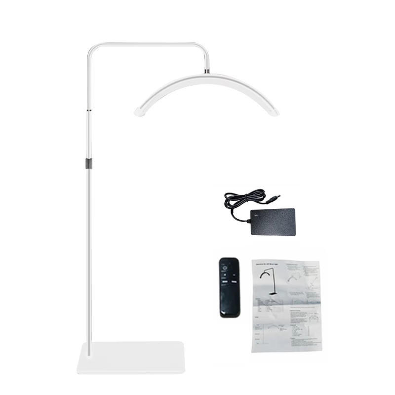 LED-STEHLEUCHTE 36W Halbmond Dimmbar 3200–5600K Metall 180cm Stativ Fernbedienung Weiß - Weiß, Kunststoff/Metall (1/1/125cm) - Kaket