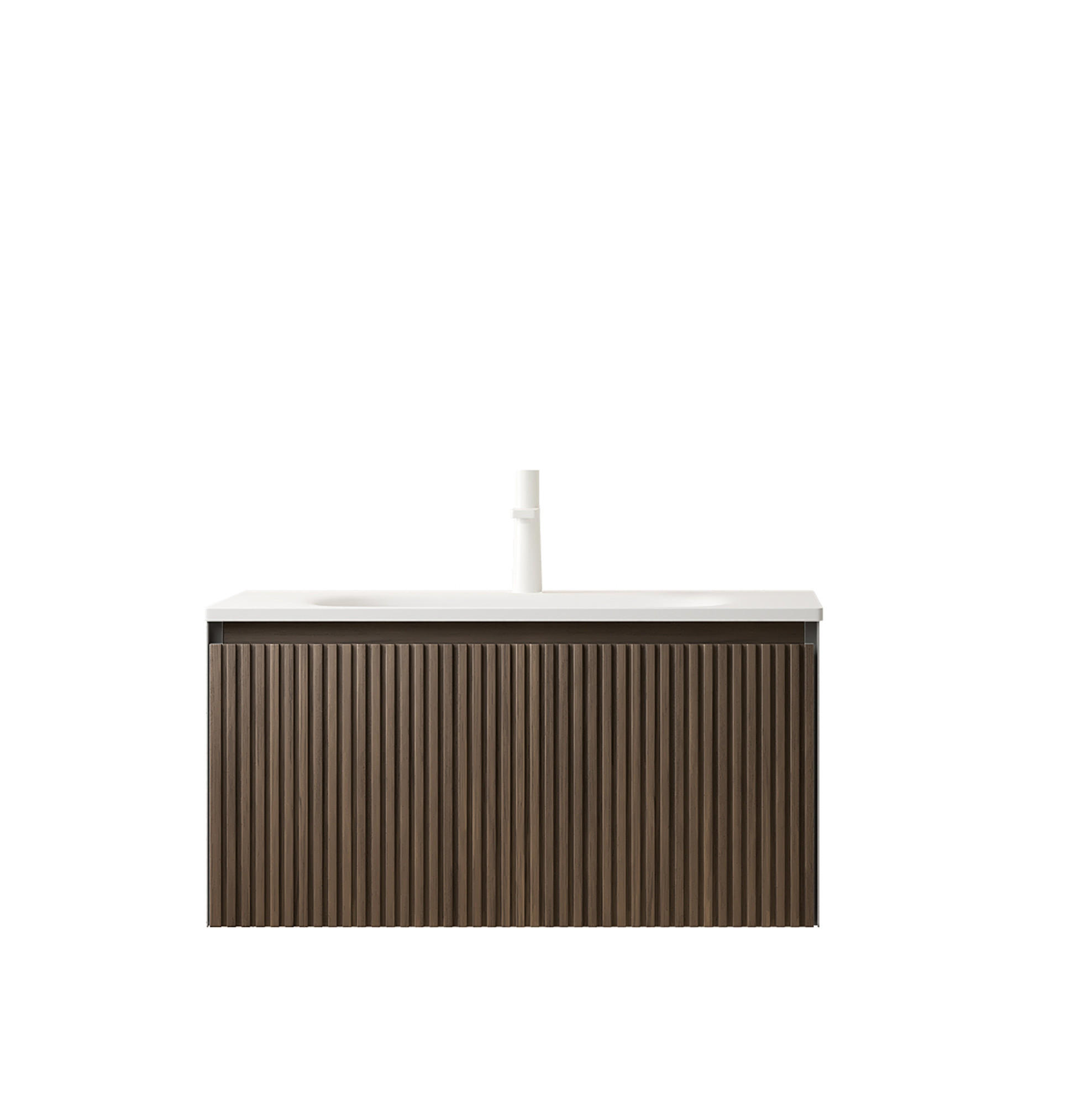 WASCHTISCHKOMBI 80 cm Weiß/Braun aus Keramik mit Schublade - Braun, Keramik (80/41.8/46cm) - OKMYHOME