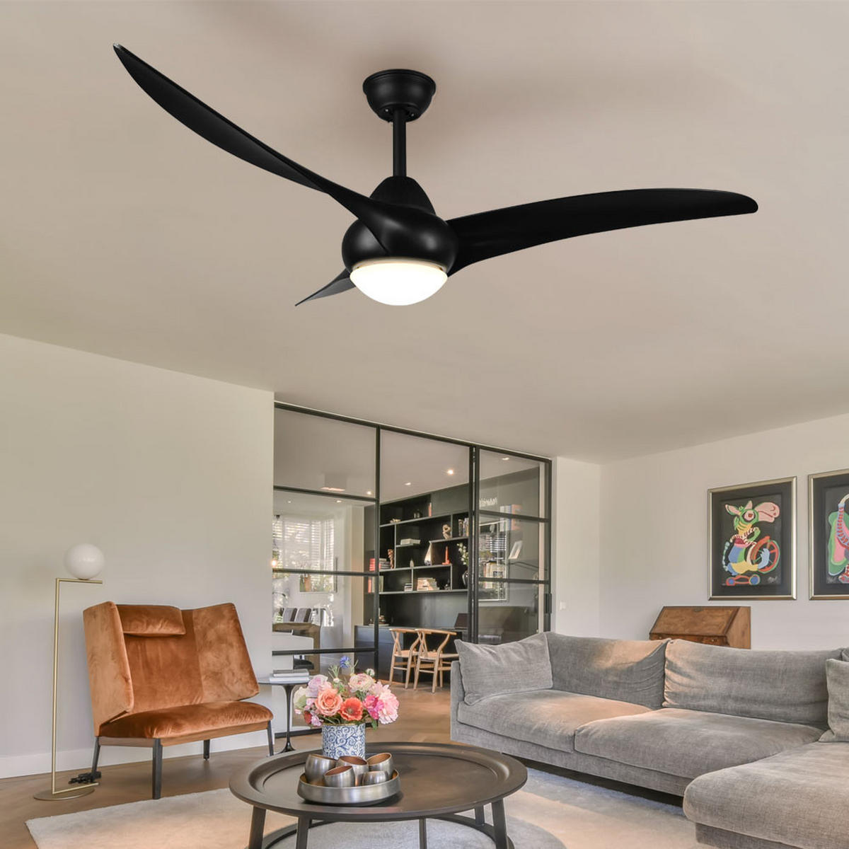 LED DECKENLEUCHTE ALESUND Kunststoff Schwarz - Schwarz, Kunststoff (115/115/47cm)