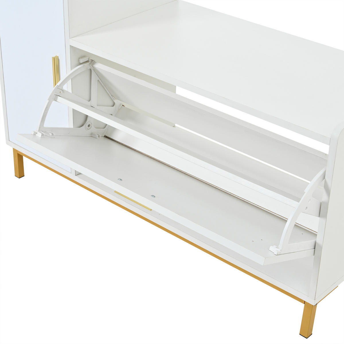 SCHUHSCHRANK aus Spanplatte 100x38x68cm in Weiß mit Sitzkissen - Weiß, Holzwerkstoff (100/68/38cm) - Modfu