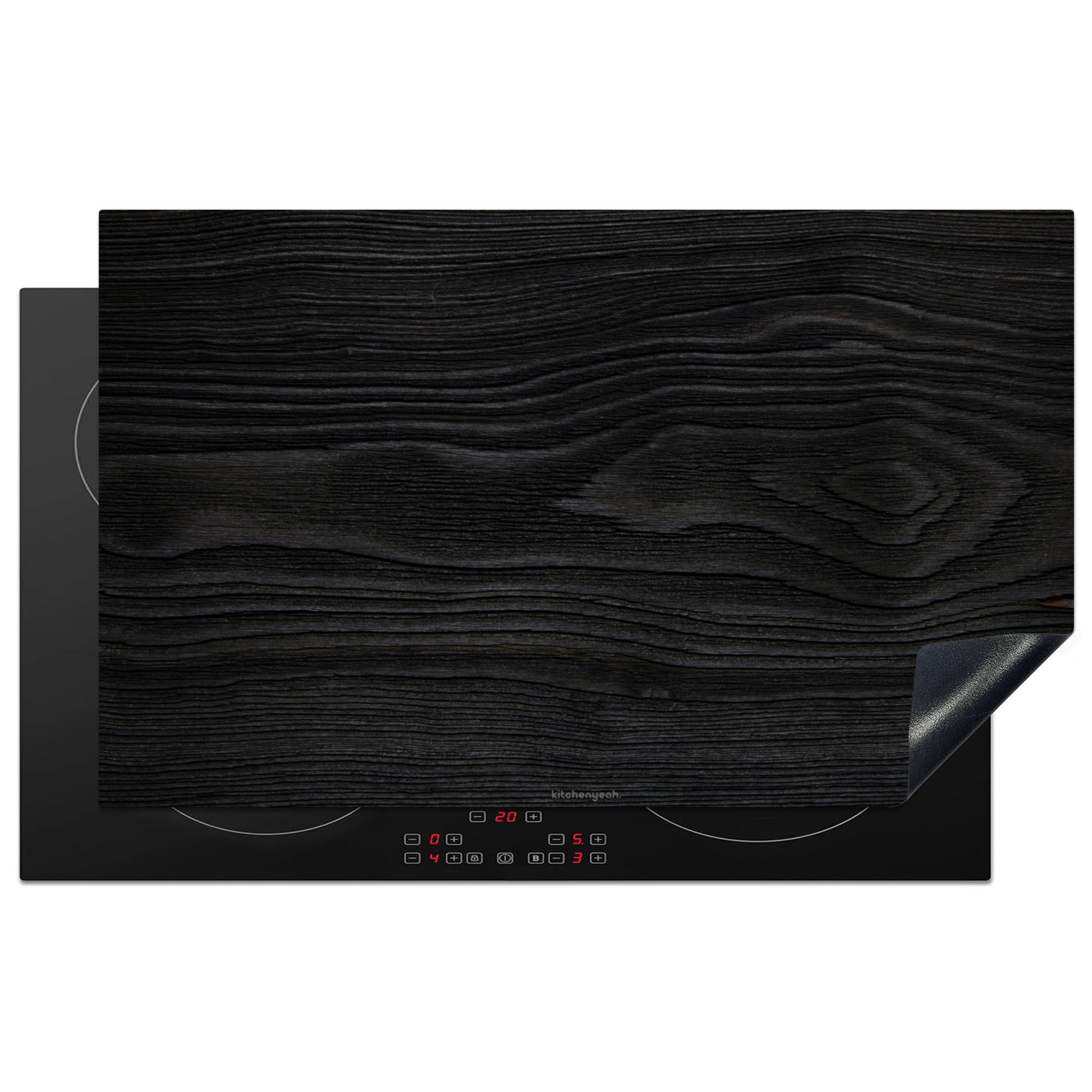 HERDABDECKPLATTE Schwarz - Holzoptik 83x51 cm - Schwarz, Kunststoff (83/0.2/51.5cm) - MuchoWow