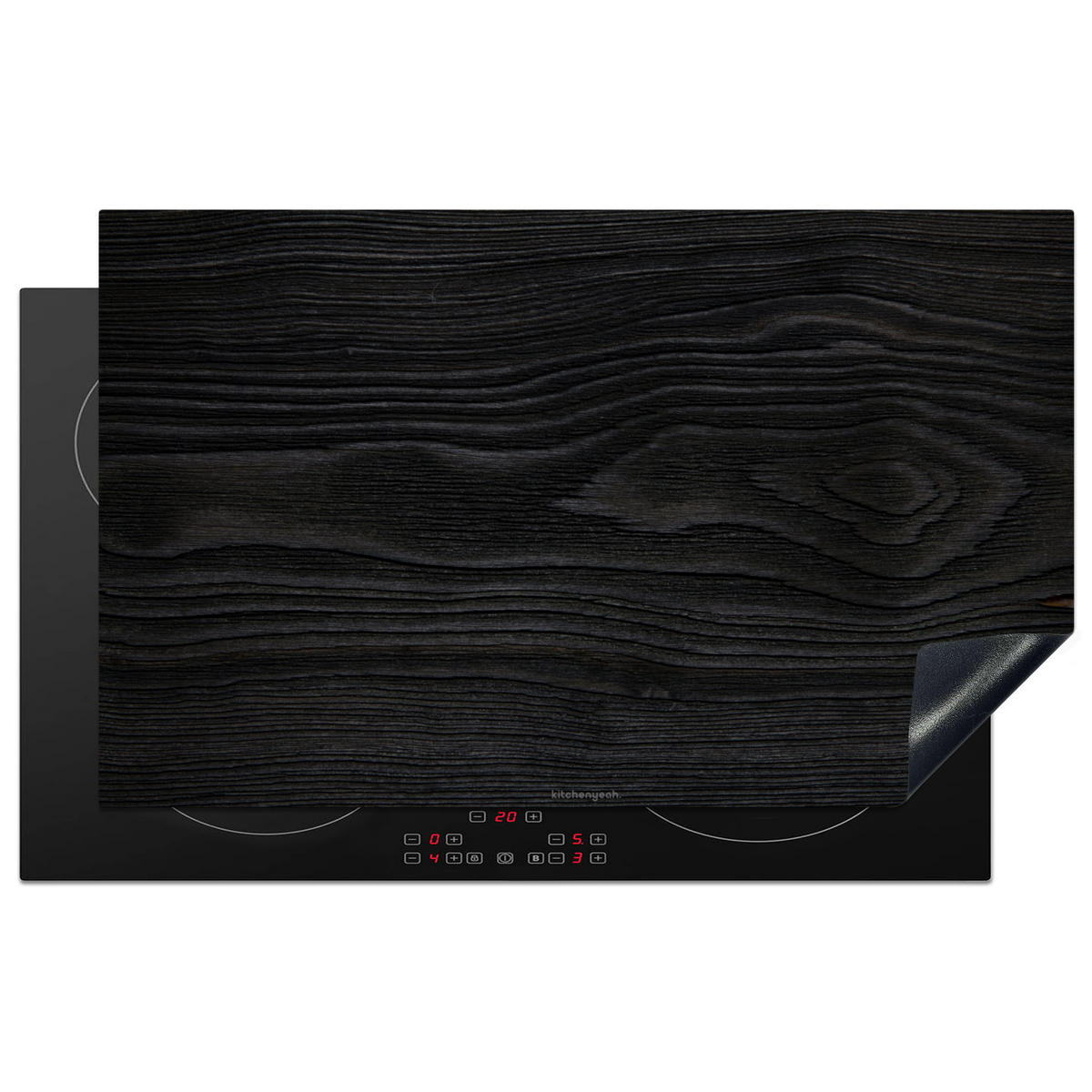 HERDABDECKPLATTE Schwarz - Holzoptik 85x52 cm - Schwarz, Kunststoff (85/0.2/52cm) - MuchoWow