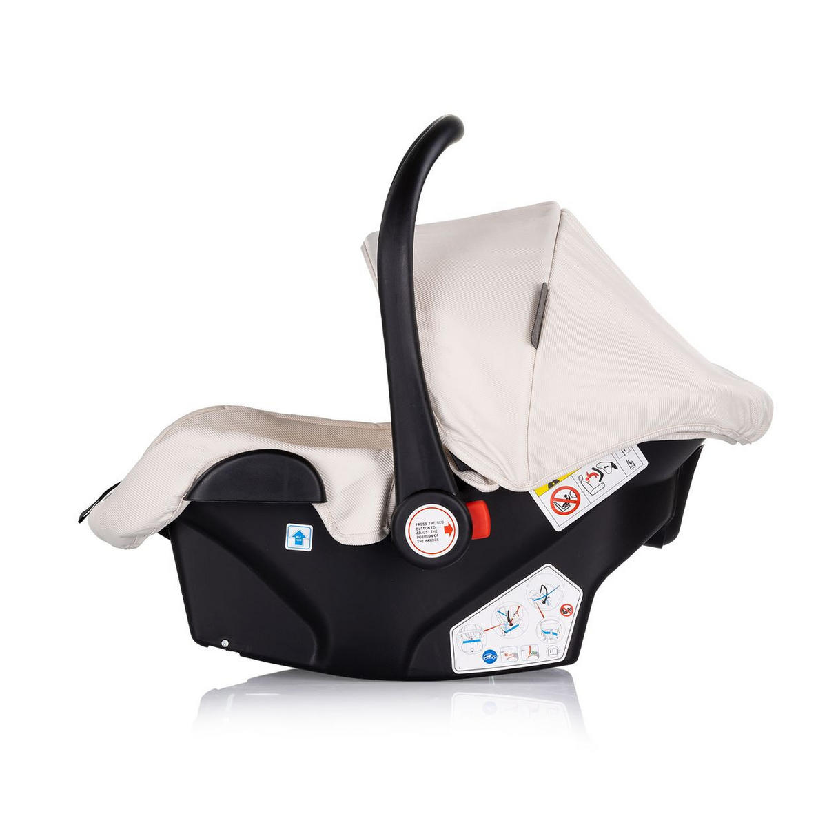 BABYSCHALE i-Size Aura creme (40-85cm) Gruppe 0+, Griff verstellbar, Gurt - Beige, Kunststoff (39/47/50cm) - Chipolino