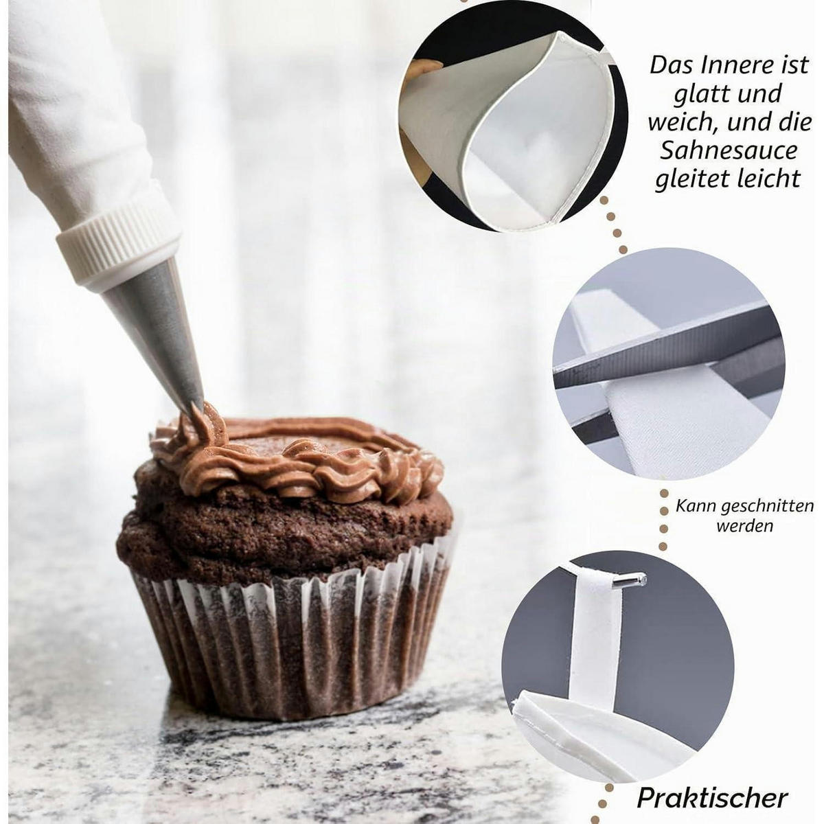 SPRITZBEUTEL 5-teiliges Set 25-45 cm Stoff - Weiß, Textil (26/1/45cm)