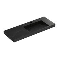 WASCHBECKEN hängend - 120 x 45 x 8 cm - Solid Surface - Marmor-Optik Schwarz - OKAPA - Schwarz, Stein (120.2/8/45.2cm) - Vente-Unique