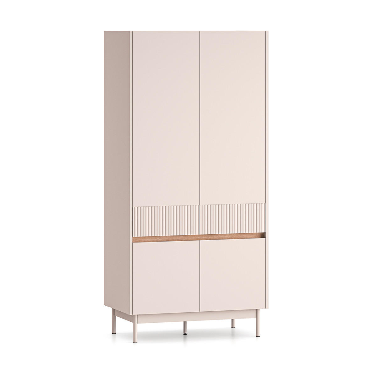 SCHRANK 4 Türen Connie Kaschmir und Holz - Beige, Holzwerkstoff (91.9/192.8/53cm) - Petits-meubles