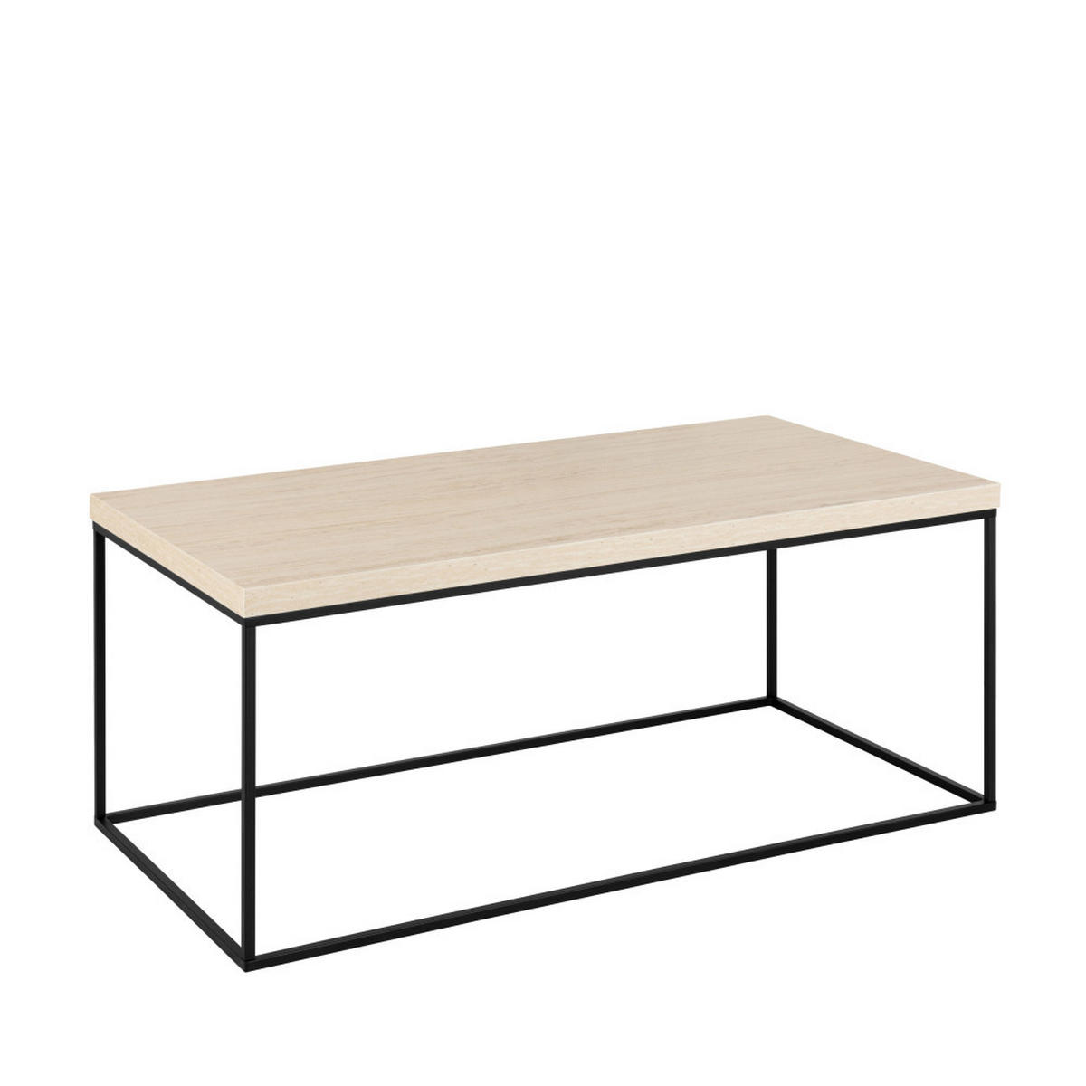 COUCHTISCH aus Travertin- und Metall-Optik, 110x50cm - Mixo - Beige - Beige, Stein (110/55/45cm) - Drawer