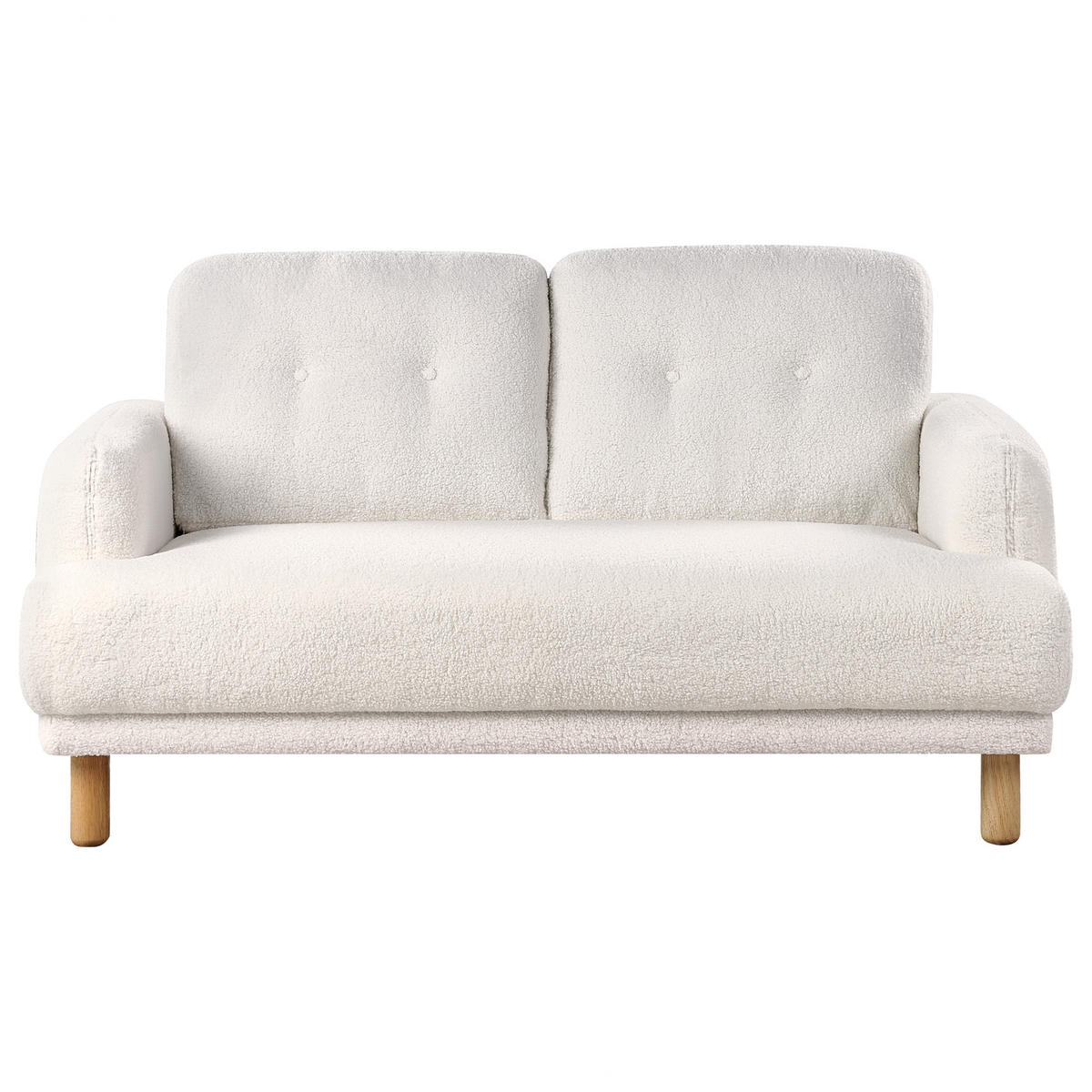 2-SITZER-SOFA Bouclé Weiß Tuve - Hellbraun/Weiß, Textil (149/85/90cm) - Beliani