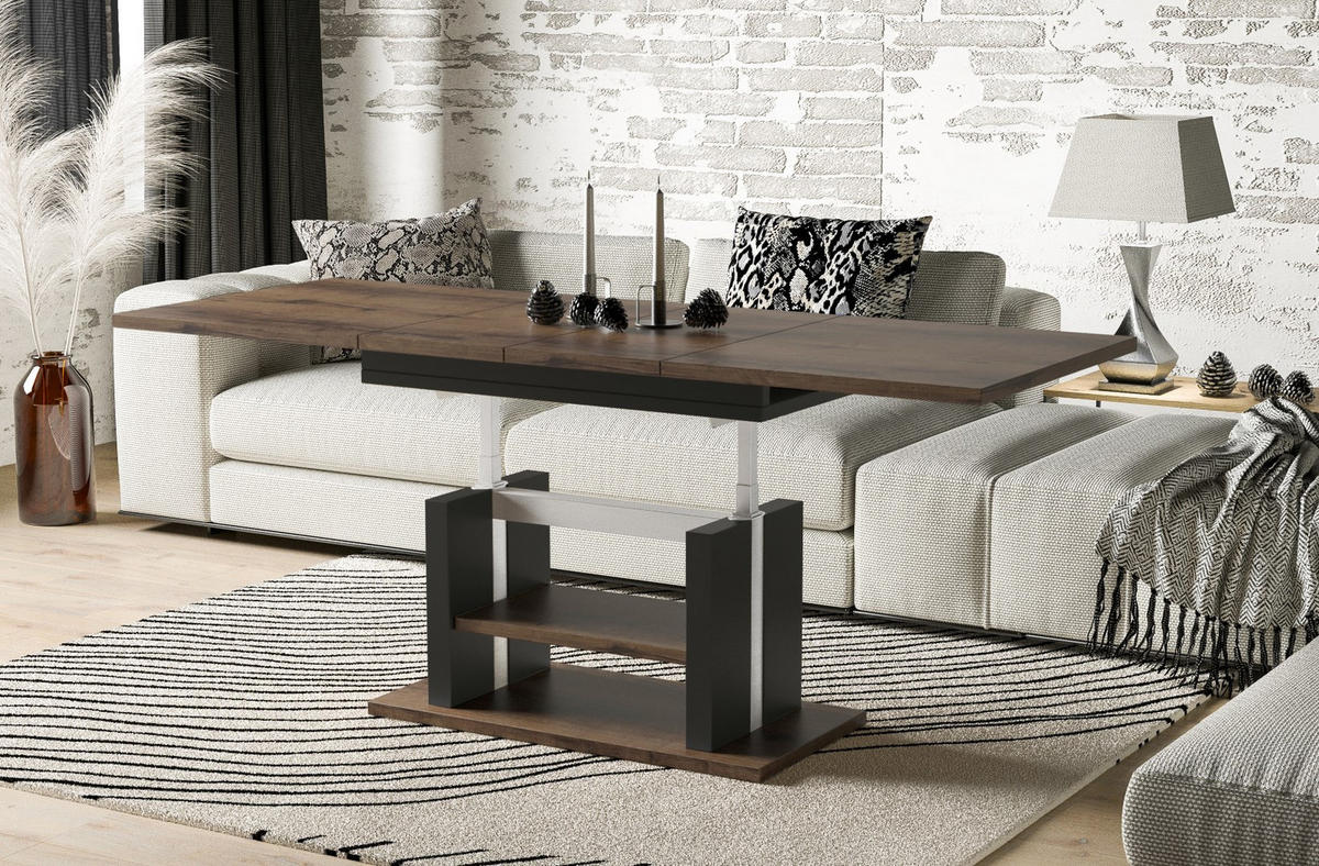 COUCHTISCH Dior höhenverstellbar ausziehbar bis 170 cm - Mooreichefarben, Holzwerkstoff (110/65/58cm) - Endo-Moebel