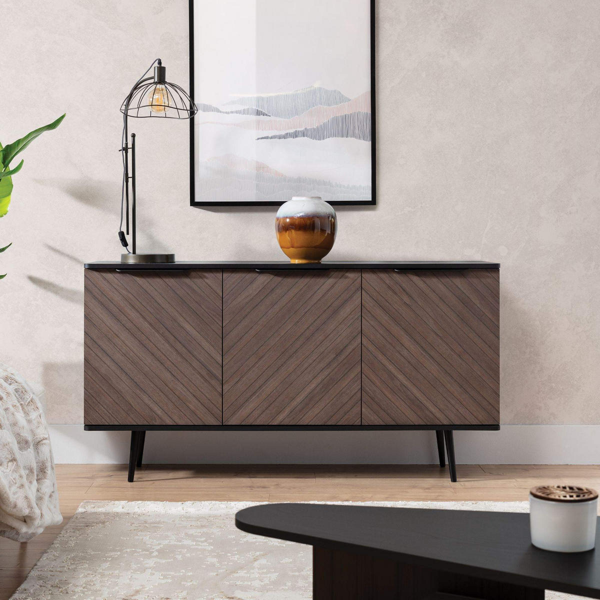 KOMMODE LANDI,Schwarz/Braun - Schwarz/Braun, Holzwerkstoff (150/80/41cm) - KONSIMO®