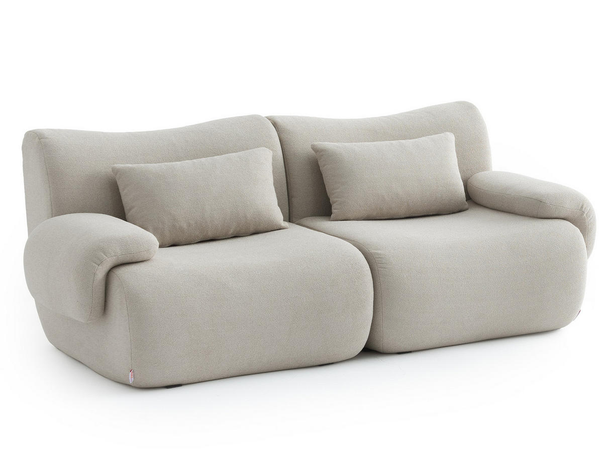 2-SITZER-SOFA Bouclé-Stoff Steinbeige - Greige, Textil (194/73/95cm) - MILYsofa
