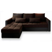 ECKSOFA KOS PIK Braun Dünner Stoff mit Schlaffunktion - Braun, Holz (220/140cm) - MASSENO
