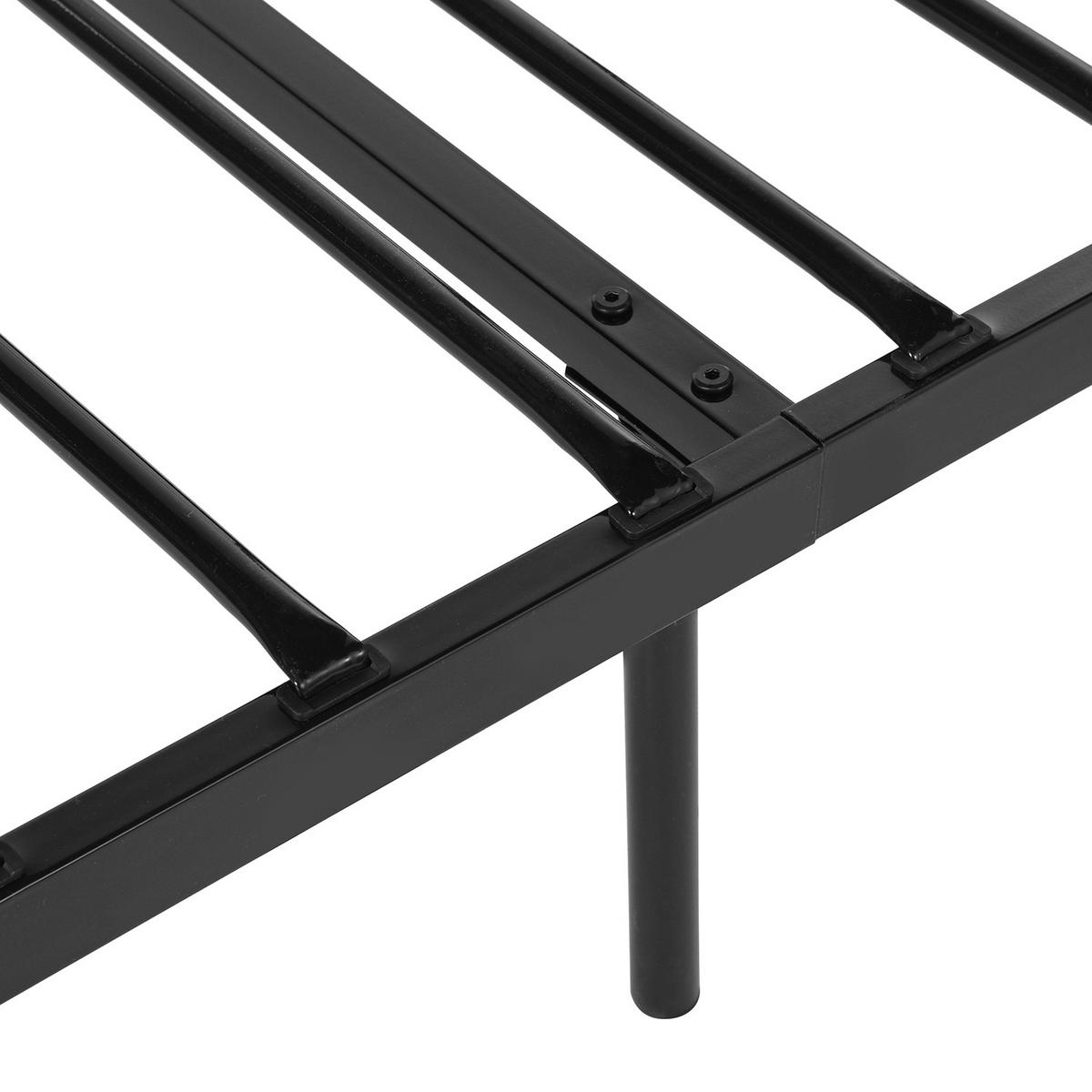 PAT PENTRU COPII, lemn de pin, design de casă, 140x190cm cu somieră cu șipci - negru, metal (198/94/95.5cm) - Urban Meuble