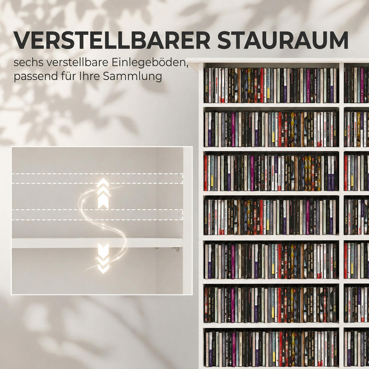 MEDIENREGAL Spanplatte Weiß - Weiß, Holzwerkstoff (24/126.3/106.5cm) - HOMCOM