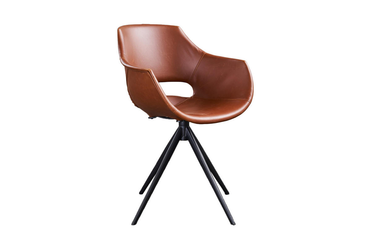 DREHSTUHL ZAJA Braun Kunstleder - Dunkelbraun/Braun, Leder (57/85/59cm) - KAWOLA