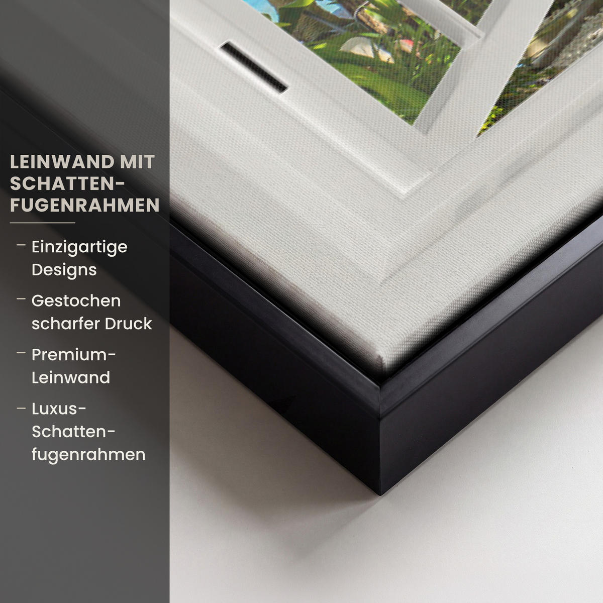LEINWAND Bilder mit Rahmen - Aussicht - Baum - Meer - Palme - Hügel - Strand - Blau - 60x40 - Blau, Textil (60/40cm) - MuchoWow