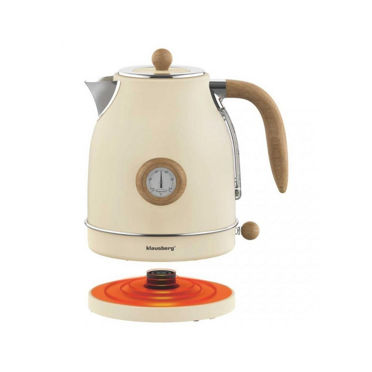 WASSERKOCHER ELEKTRISCH Creme 15.5/15.5/24 cm 64692 - Creme, Metall (15.5/24/15.5cm) - Klausberg 
