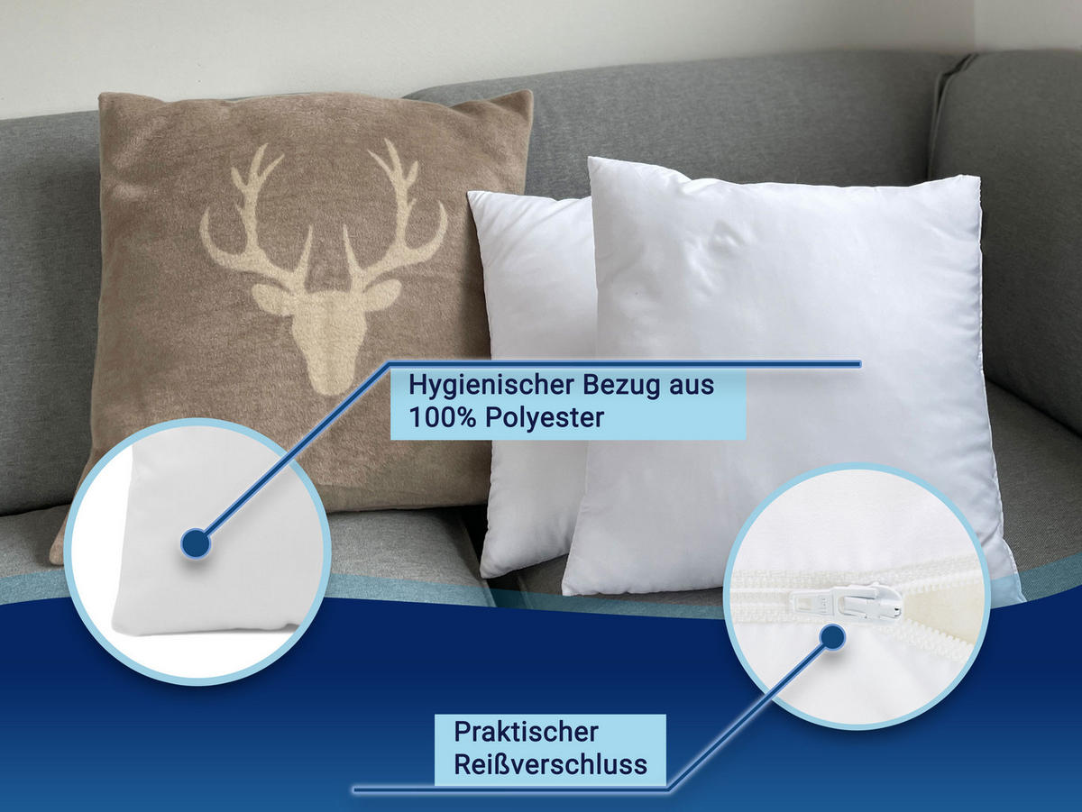 KISSEN, 2er-Set, 40x40 cm, 100% Polyester, Weiß - Weiß, Textil (40/40cm) - Zollner
