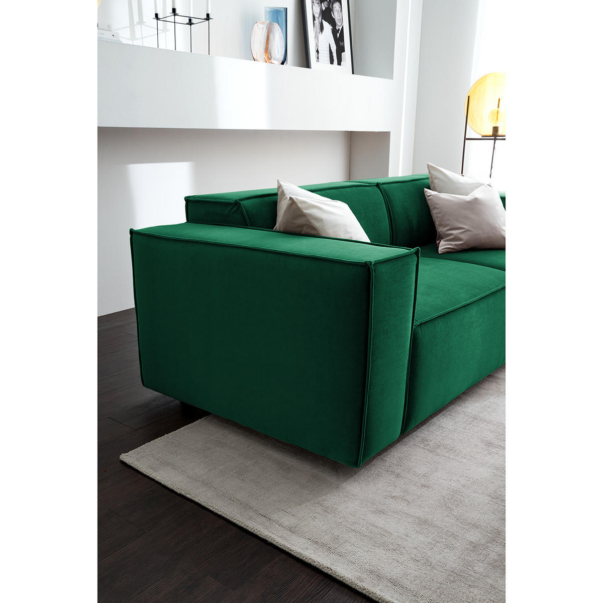 2,5-SITZER SOFA - Dunkelgrün, Textil (223/70/96cm) - home24