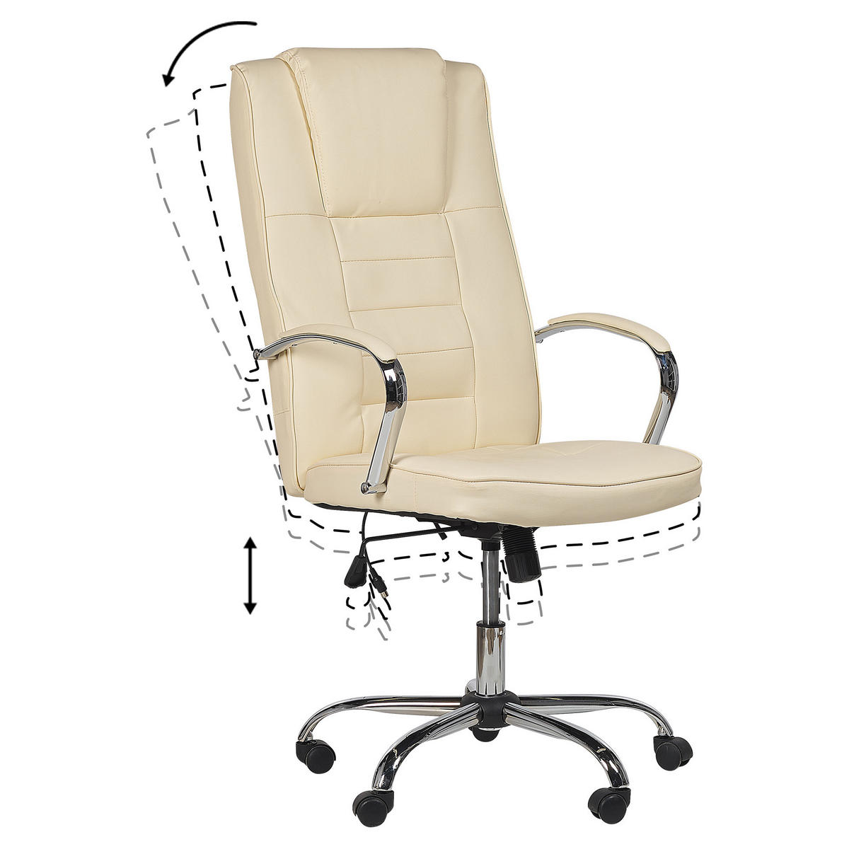BÜROSTUHL Kunstleder Beige Grandeur - Beige, Textil/Metall (53/127/73cm) - Beliani