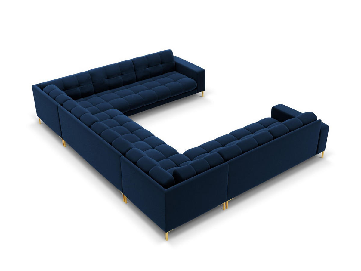 PANORAMASOFA Mamaia aus Samt königsblau 9 Sitzplätze - Blau, Textil (256/75/337cm) - Micadoni