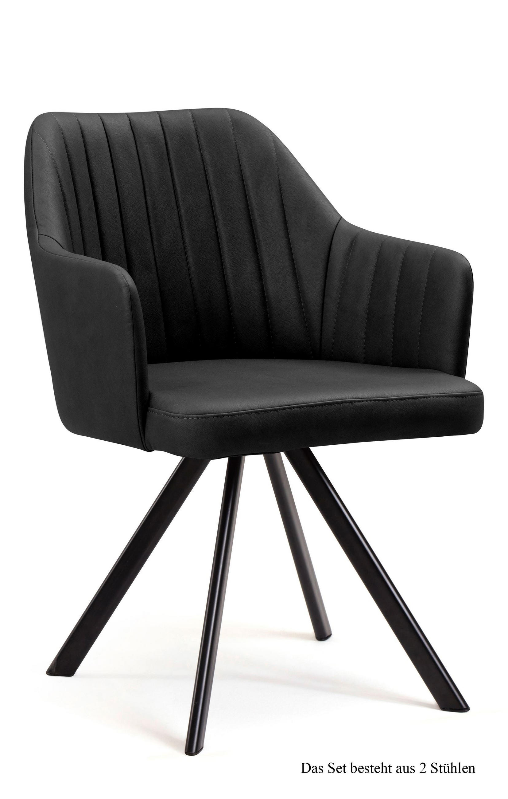 ARMLEHNSTUHL drehbar (2er-Set) Dhana 58x81x60 Schwarz/Anthrazit - Anthrazit/Schwarz, Kunststoff (60/81/58cm) - 58aufmkessel