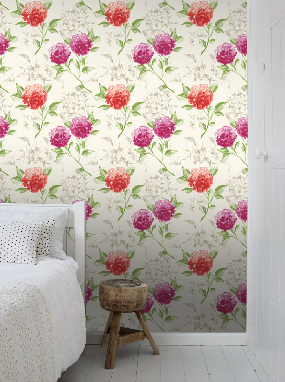 TAPETE Hortensien 53 cm x 10.05 m - Pink, Papier (53/1000cm) - ESTAhome