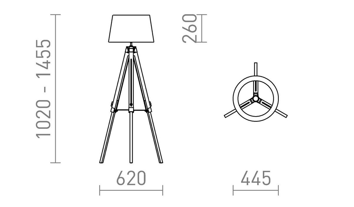 STEHLEUCHTE ALVIS/RIDICK Schwarzglänzend 15 W - Schwarz, Metall (25/25/160cm) - Rendl
