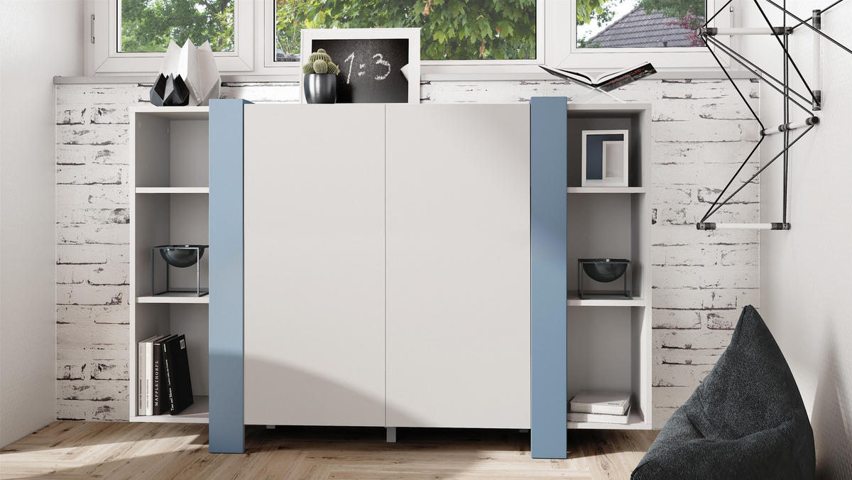 HIGHBOARD Ida Blenden in Denim matt - Pastellblau, Holzwerkstoff (149/101/34cm) - Vladon